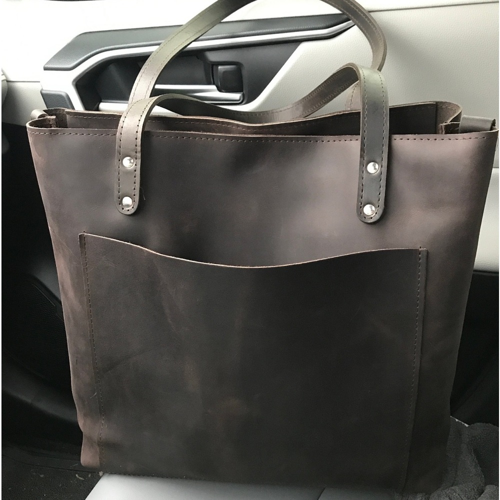 Handmade Chocolate Brown Leather Tote